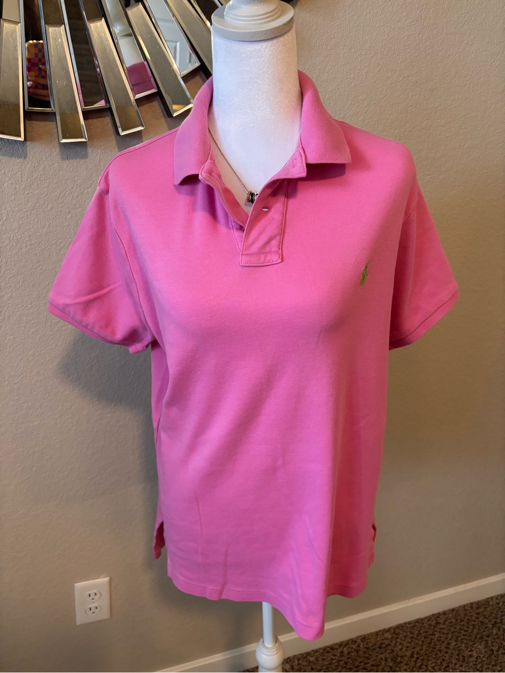 Ralph Lauren Pink Polo Shirt with Green Pony